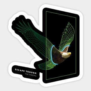 Eagle flys through a Warp Portal in our Dimension Sticker